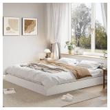 Garvee California King Size Solid Wood Platform Bed Frame Floor Standing Modern Minimalist Sturdy Slats No Box Spring Needed Space Saving