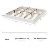 Garvee California King Size Solid Wood Platform Bed Frame Floor Standing Modern Minimalist Sturdy Slats No Box Spring Needed Space Saving