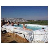 10′ x 16′ 7 oz. White Vinyl Tarp w/ Advertisement – Reused Billboard – 9 mil Lightweight Duty