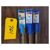 (3) Bosch Spline Carbide Drill Bits...