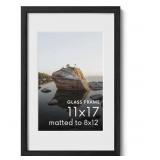 Black Photo Frame 11' x 17' Matted to 8' x 12' - Brand New