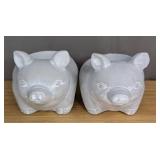 Set of 2 Stone Pig Planters - Brand New