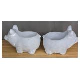 Set of 2 Stone Pig Planters - Brand New