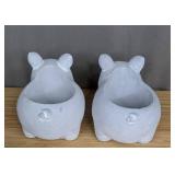 Set of 2 Stone Pig Planters - Brand New