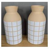 Set of 2 Tan Flower or Plant Vases 10' Tall - Brand New