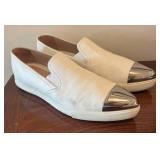 MB - Two Pairs of Miu Miu Slip-On Sneakers - Miu Miu Metallic Cap Toe Leather Slip Ons