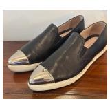 MB - Two Pairs of Miu Miu Slip-On Sneakers - Miu Miu Metallic Cap Toe Leather Slip Ons