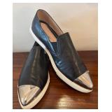 MB - Two Pairs of Miu Miu Slip-On Sneakers - Miu Miu Metallic Cap Toe Leather Slip Ons