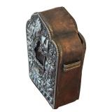 MB - Vintage Tibetan Ghau Prayer Box - Central Buddha and Intricate Embossed Metalwork