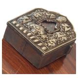 MB - Vintage Tibetan Ghau Prayer Box - Central Buddha and Intricate Embossed Metalwork