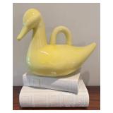 MB - Decorative Ceramic Duck with Two White Faux Ceramic Books