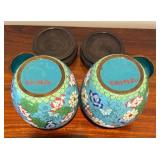 MB - Pair of Cloisonné Chinese Jars with Stands