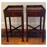 MB - Pair of Vintage Dark Wood Accent Tables