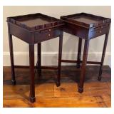 MB - Pair of Vintage Dark Wood Accent Tables