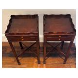 MB - Pair of Vintage Dark Wood Accent Tables