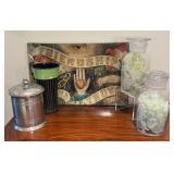 MB - John Derlan Platter with 2 Glass Jars, Vase and More
