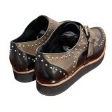 MC - Eleventy Italy Leather Studded Monk Shoes - Size 38
