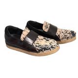 MC - Maria Cornejo Shoes - Size 37 1/2 - Beige/Black Speckled Leather Slip-On Espadrille