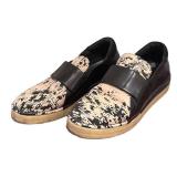 MC - Maria Cornejo Shoes - Size 37 1/2 - Beige/Black Speckled Leather Slip-On Espadrille