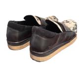 MC - Maria Cornejo Shoes - Size 37 1/2 - Beige/Black Speckled Leather Slip-On Espadrille