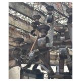 BY - Vintage Outdoor Iron Chandelier - Weathered Rustic Scrollwork