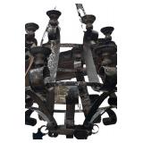 BY - Vintage Outdoor Iron Chandelier - Weathered Rustic Scrollwork