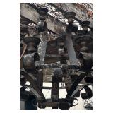 BY - Vintage Outdoor Iron Chandelier - Weathered Rustic Scrollwork