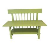 LL - Beautiful Green Painted Wooden Bench