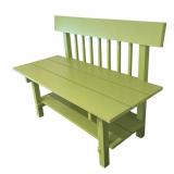 LL - Beautiful Green Painted Wooden Bench