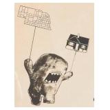 LL - Julie Buffalohead Fox Tussle Lithograph