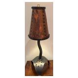 LL - Industrial Brutalist Style Lamp 18-Inch Copper Patina Shade with Rivets