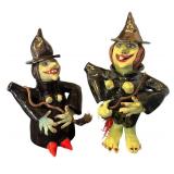 K - Two Ceramic Artisan Crafted Witch Figurine Teapots