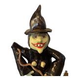 K - Two Ceramic Artisan Crafted Witch Figurine Teapots