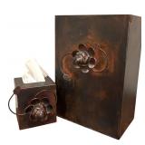 LL - Jan Barboglio Floral Metal Trash Can & Tissue Holder Set