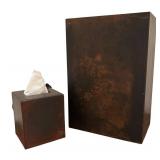 LL - Jan Barboglio Floral Metal Trash Can & Tissue Holder Set
