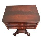 LL - Antique American Empire Flame Mahogany Sewing Table / Work Stand