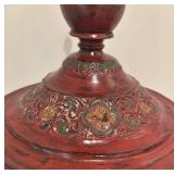LL - Burmese Hsun Ok Offering Vessel - Tiered Lid, Pagoda Finial, Red Lacquer