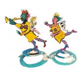 LL - Two Whimsical Metal Spring Figurines by Smock