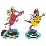 LL - Two Whimsical Metal Spring Figurines by Smock