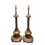 LLR - Pair of Vintage Brass Lamps