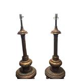 LLR - Pair of Vintage Brass Lamps