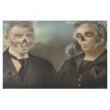 LL - Vintage Skeleton Couple Artwork - Convex Glass Frame by D.C. Ice