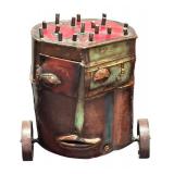 LL - Abstract Metal Industrial Sculpture on Wheels by MW