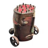 LL - Abstract Metal Industrial Sculpture on Wheels by MW