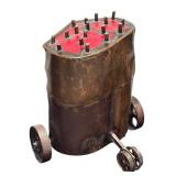 LL - Abstract Metal Industrial Sculpture on Wheels by MW