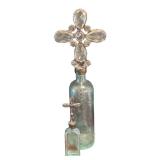 MB - Two Vintage Glass Bottles with Crystal Cross Finials