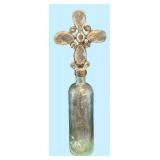 MB - Two Vintage Glass Bottles with Crystal Cross Finials