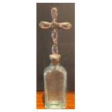 MB - Two Vintage Glass Bottles with Crystal Cross Finials