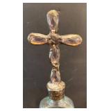 MB - Two Vintage Glass Bottles with Crystal Cross Finials