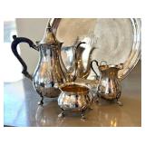 Vintage Sterling Silver Tea Service with Tray - Monogrammed Tray